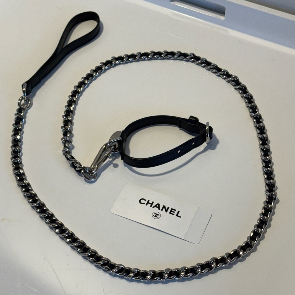 Chanel Silver and Black Dog Leash - Picture 7 of 11